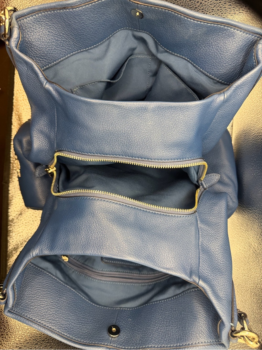 Coach Madison Phoebe Blue Pebbled Leather Shoulder Bag - Picture 4 of 5